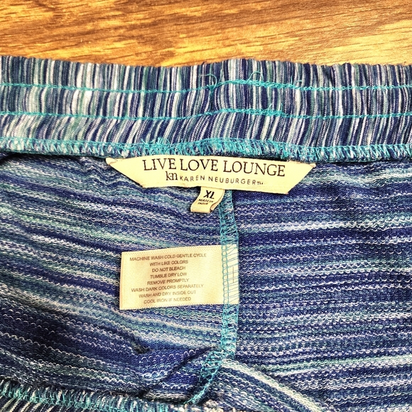 Karen Neuburger Live Love Lounge Blue Heather Striped Pajama Pants Size XL - Picture 6 of 9